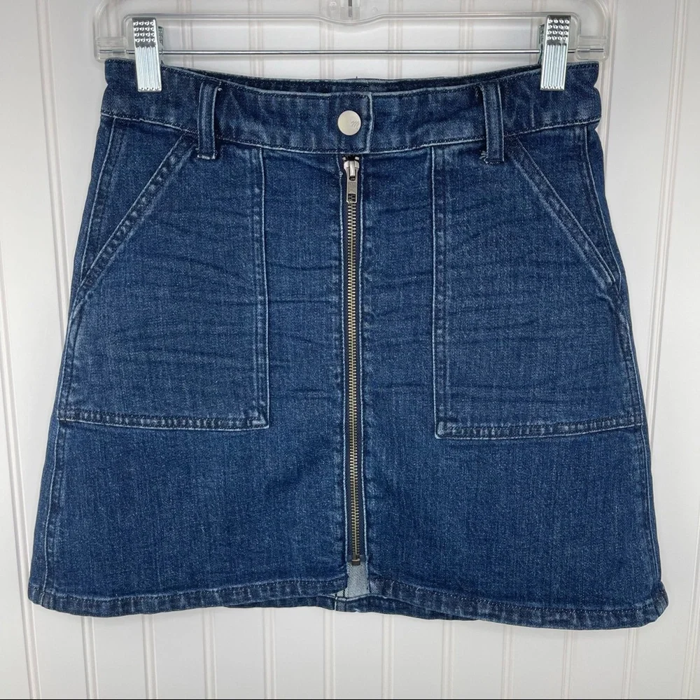 Madewell Denim Utility Zip Skirt Blue Size 25 H2336